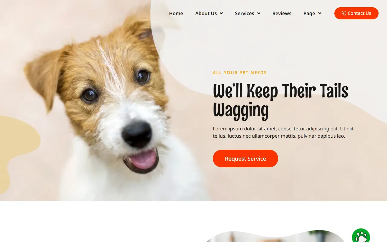 หน้าแรกของธีม PetZone บนคอมพิวเตอร์
