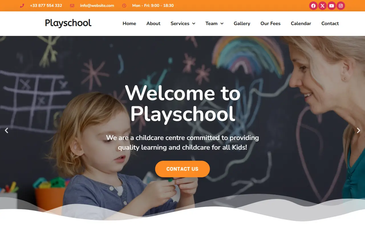 หน้าแรกของธีม Playschool บนคอมพิวเตอร์