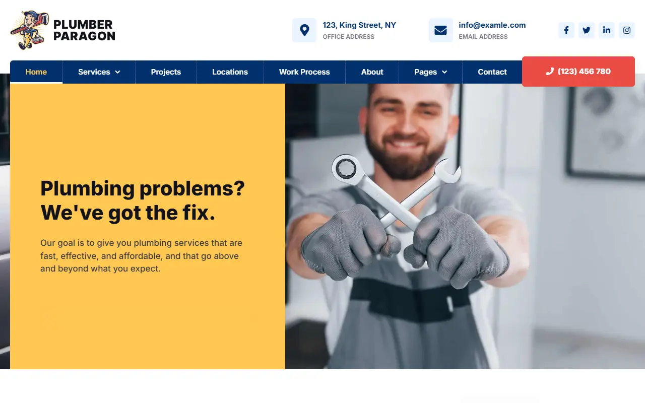 หน้าแรกของธีม Plumber Paragon บนคอมพิวเตอร์