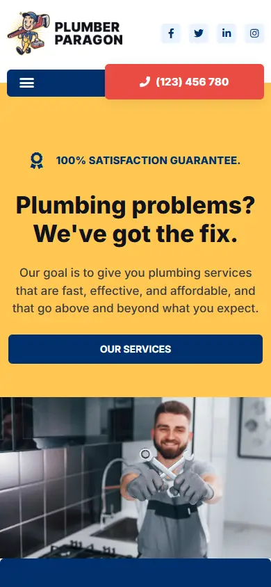 หน้าแรกของธีม Plumber Paragon บนมือถือ