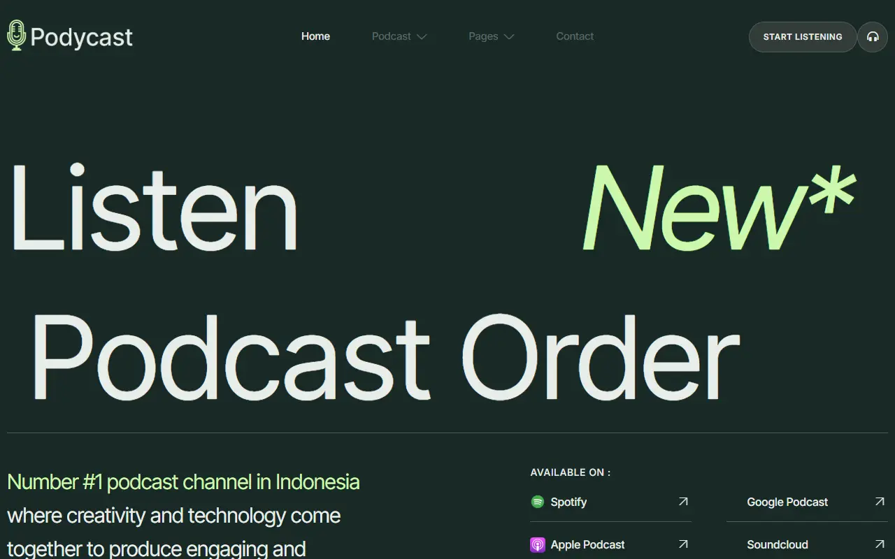 หน้าแรกของธีม Podycast – Podcast บนคอมพิวเตอร์