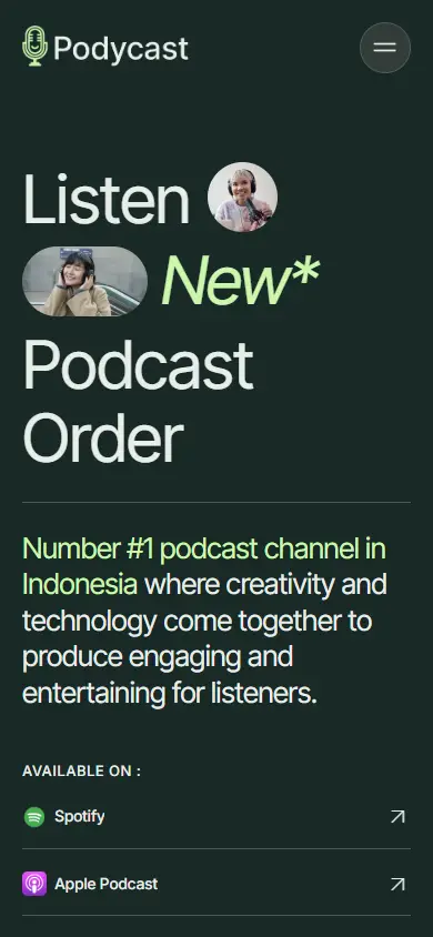 หน้าแรกของธีม Podycast – Podcast บนมือถือ