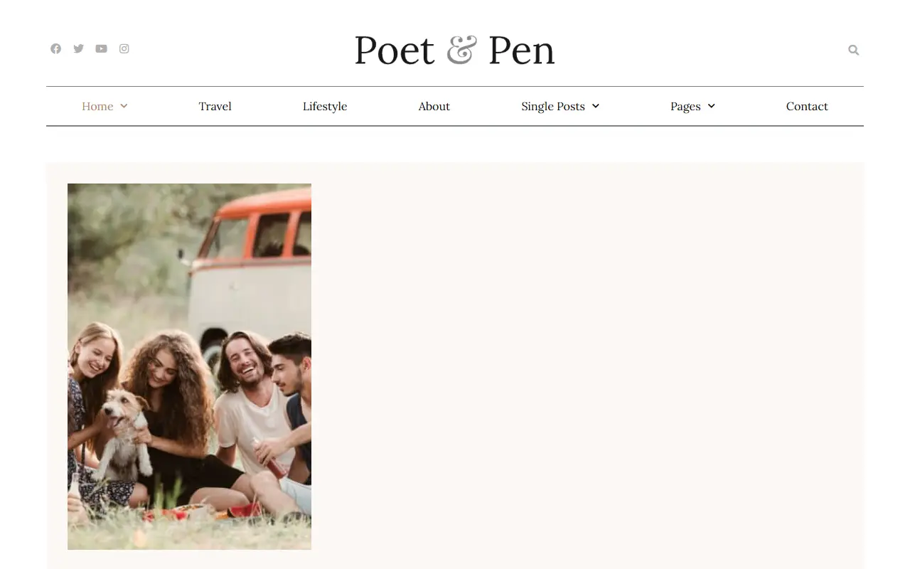 หน้าแรกของธีม Poet บนคอมพิวเตอร์