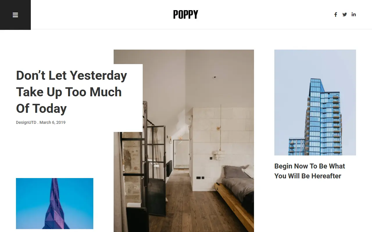 หน้าแรกของธีม Poppy บนคอมพิวเตอร์