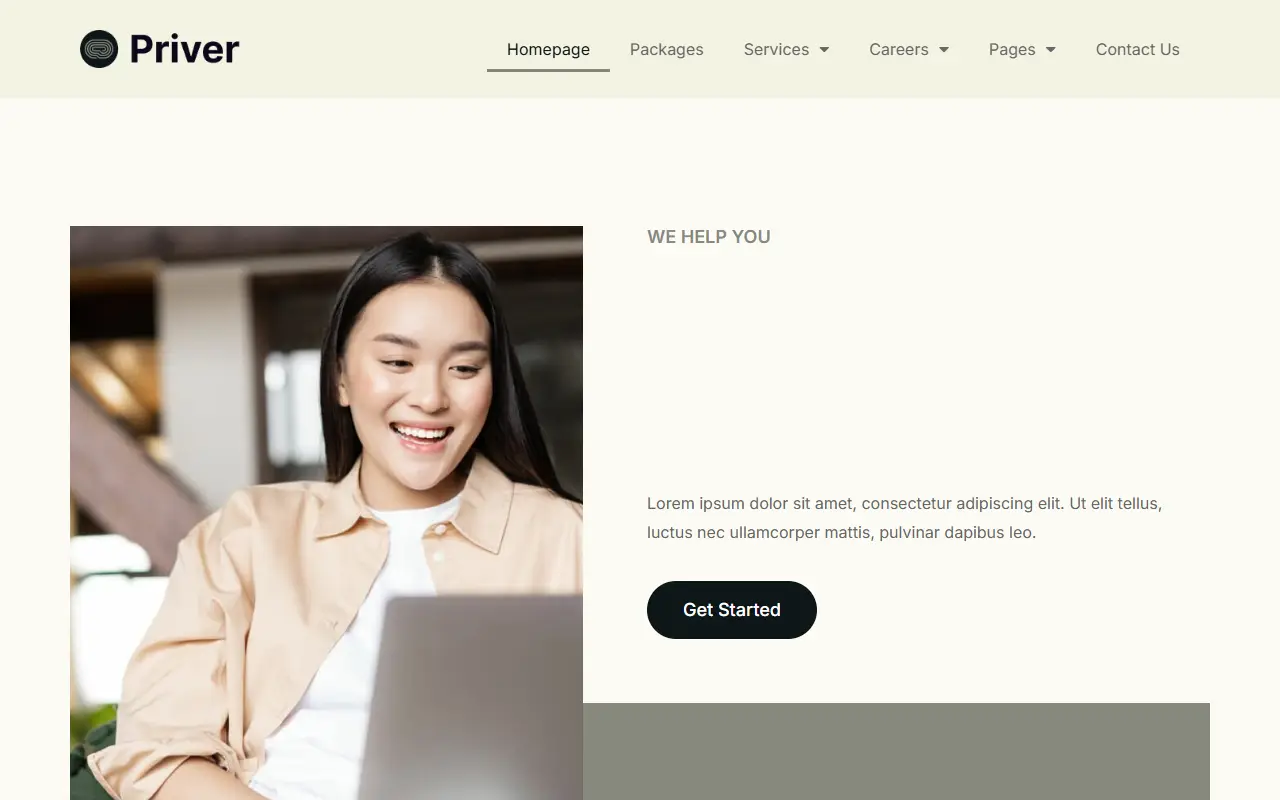 หน้าแรกของธีม Priver บนคอมพิวเตอร์