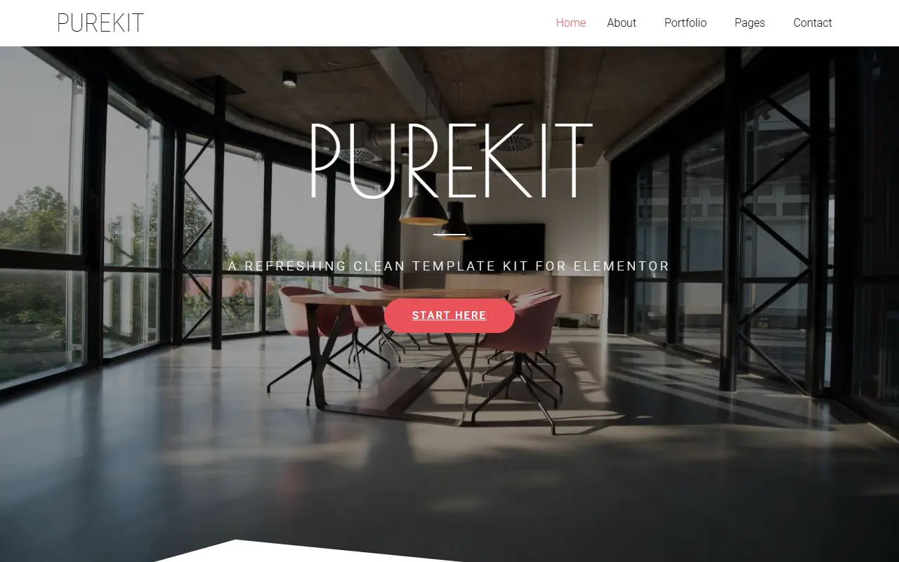 หน้าแรกของธีม Purekit บนคอมพิวเตอร์