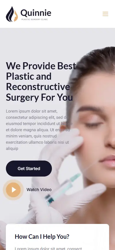 หน้าแรกของธีม Quinnie Plastic Surgery Clinic บนมือถือ