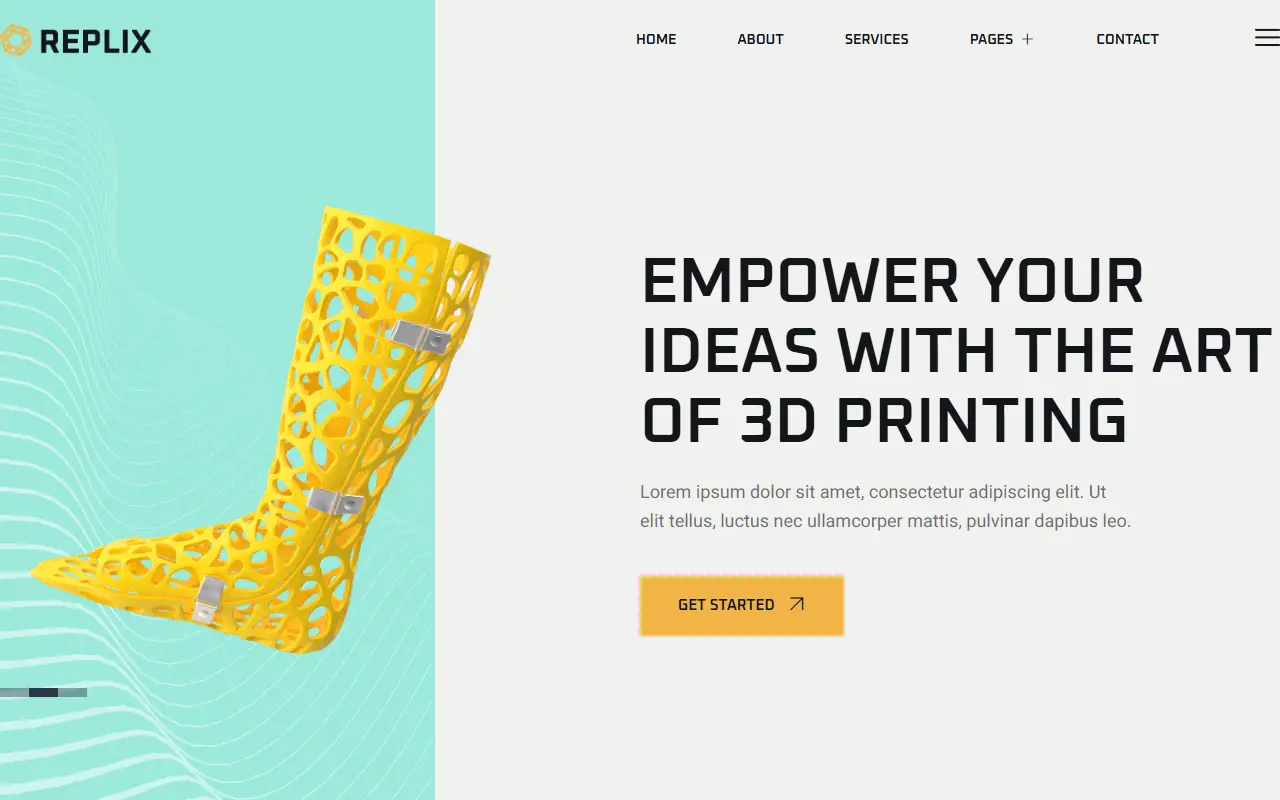 หน้าแรกของธีม Replix 3D Printing บนคอมพิวเตอร์
