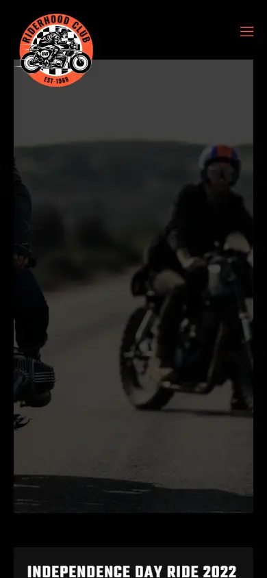 หน้าแรกของธีม Riderhood – Motorcycle Club บนมือถือ