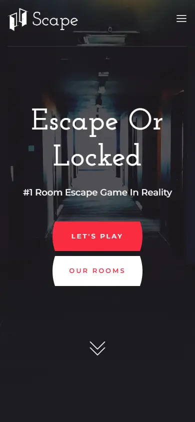 หน้าแรกของธีม Scape Real-Life Escape Room Game บนมือถือ