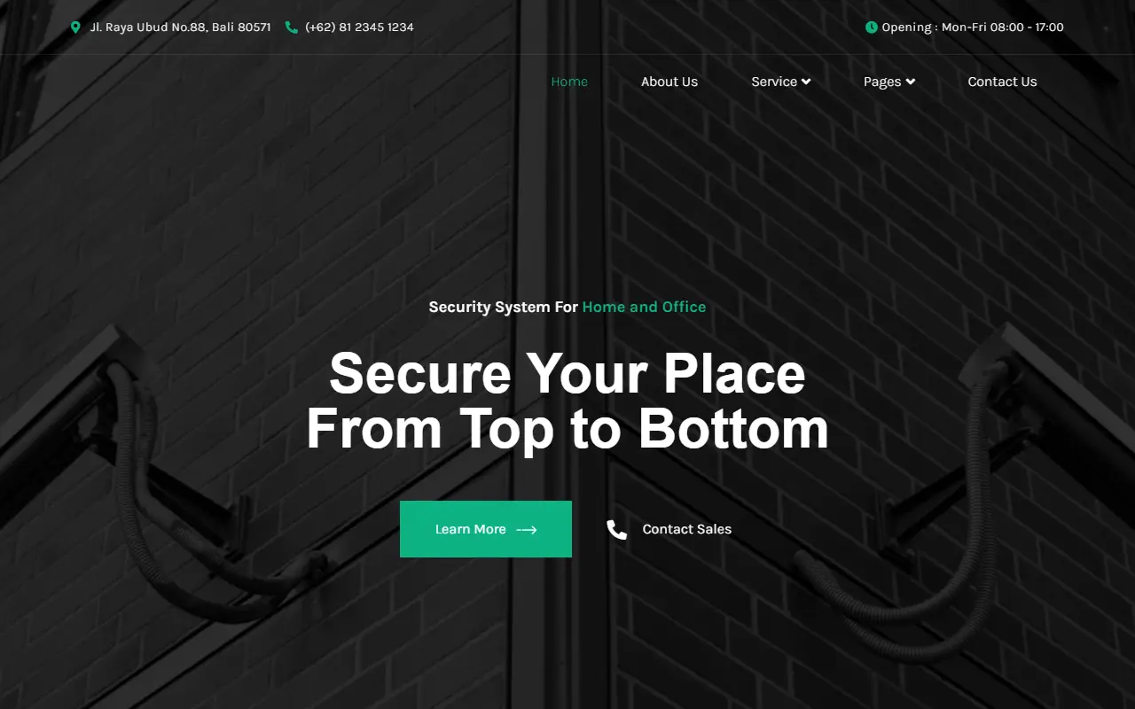 หน้าแรกของธีม Securize CCTV บนคอมพิวเตอร์