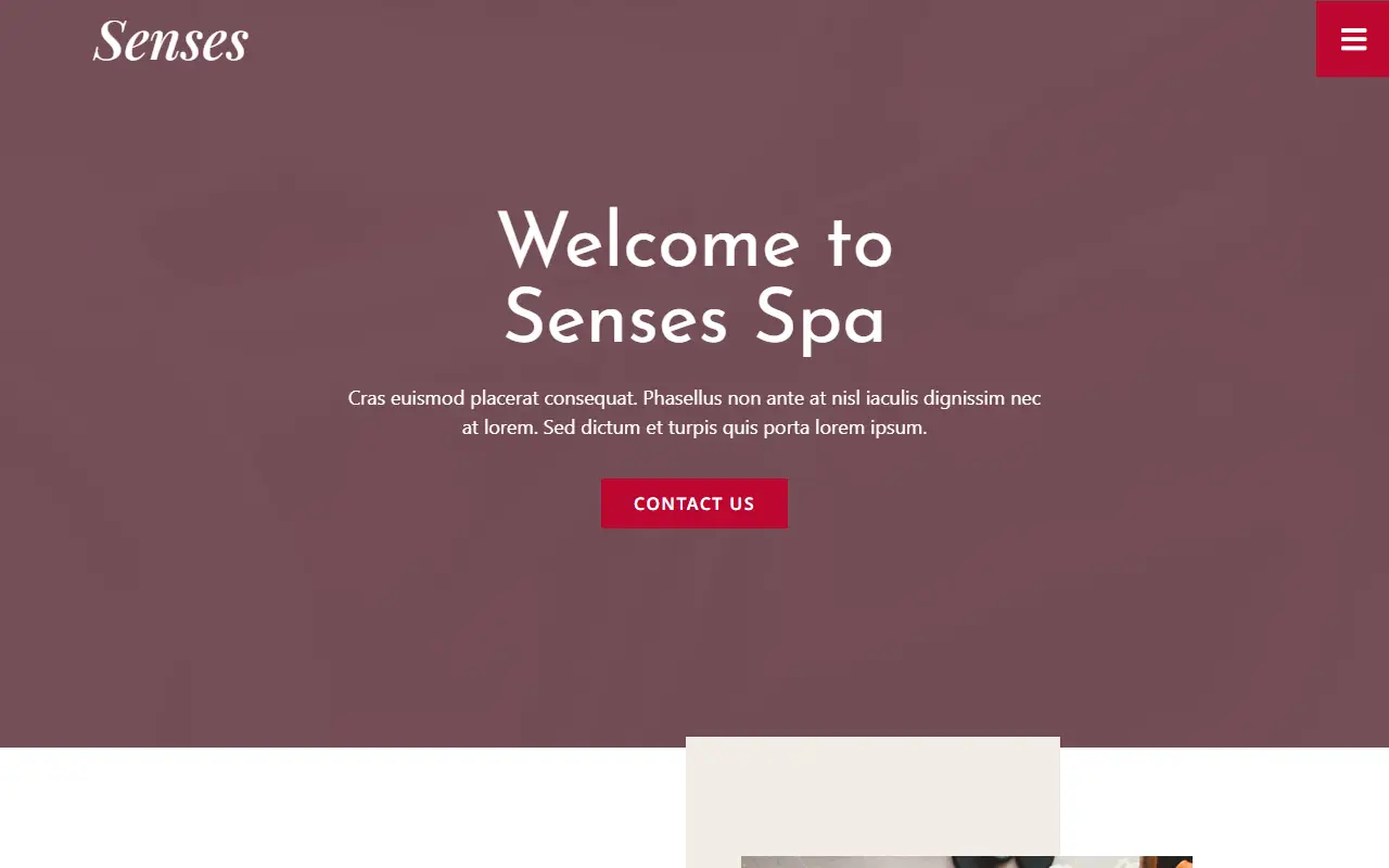หน้าแรกของธีม Senses บนคอมพิวเตอร์