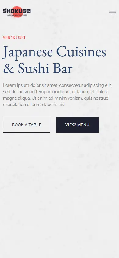 หน้าแรกของธีม Shokusei Japanese Restaurant บนมือถือ