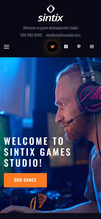 หน้าแรกของธีม Sintix บนมือถือ