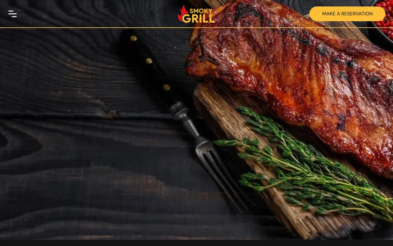 หน้าแรกของธีม Smoky Grill บนคอมพิวเตอร์