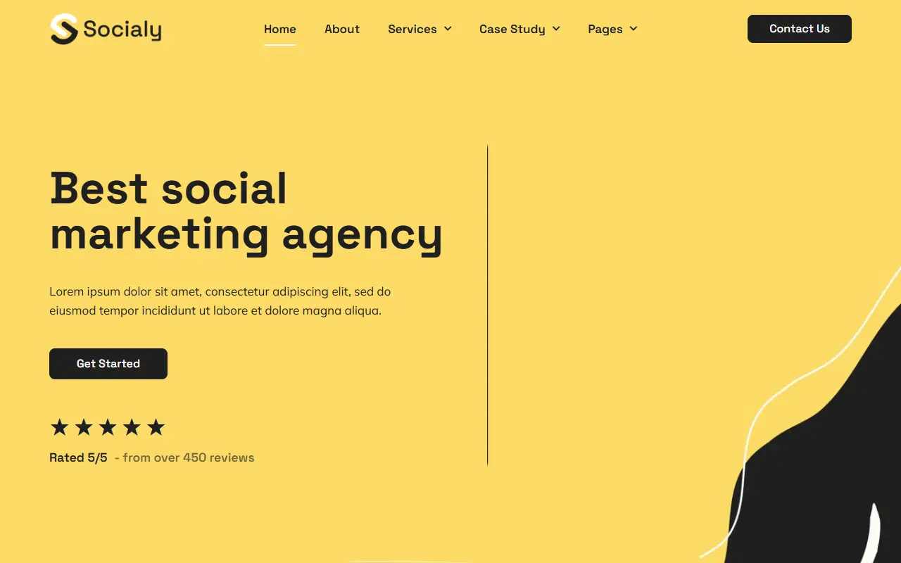 หน้าแรกของธีม Socialy บนคอมพิวเตอร์