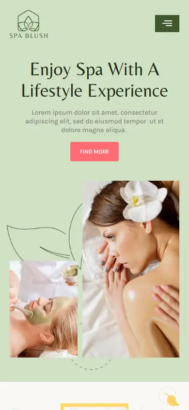 หน้าแรกของธีม Spa Blush บนมือถือ