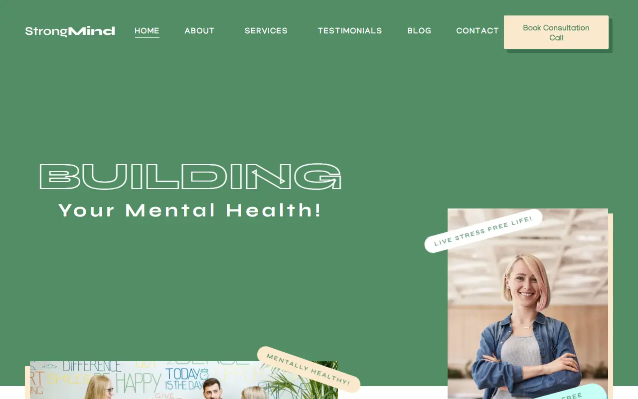 หน้าแรกของธีม StrongMind บนคอมพิวเตอร์