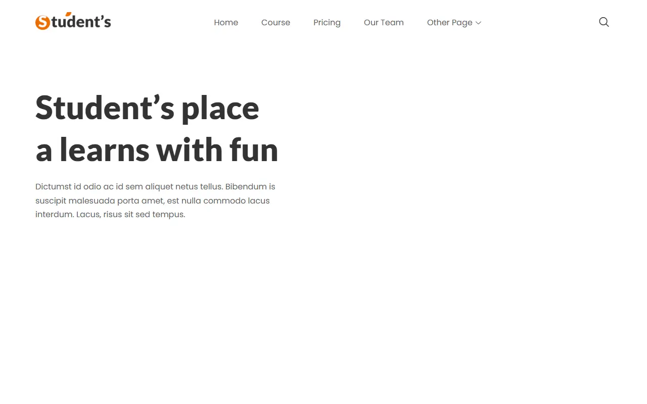 หน้าแรกของธีม Student's Online e-Course บนคอมพิวเตอร์