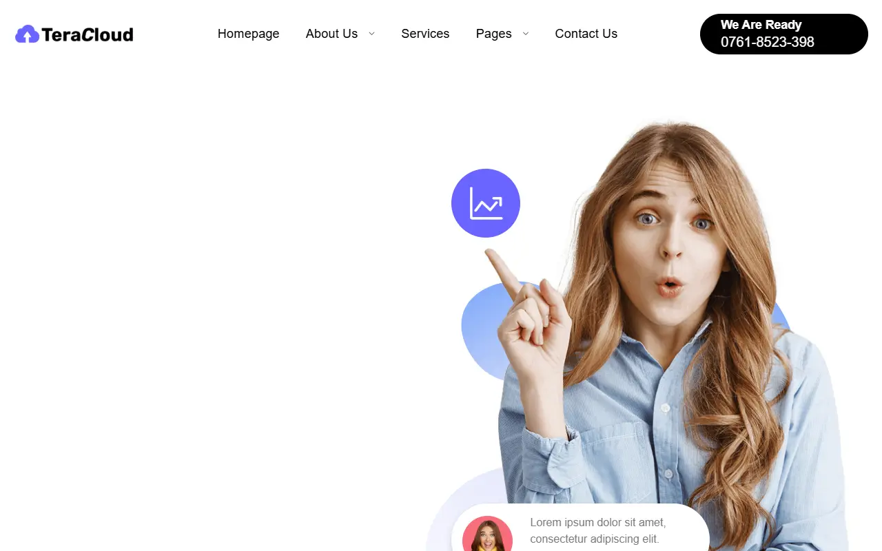 หน้าแรกของธีม Teracloud บนคอมพิวเตอร์