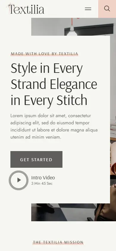 หน้าแรกของธีม Textilia Textile บนมือถือ