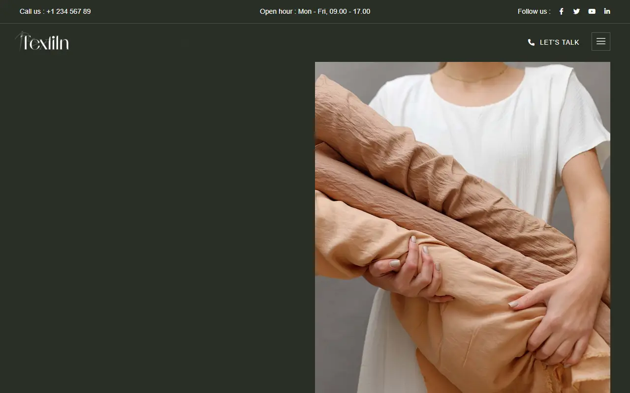 หน้าแรกของธีม Textiln บนคอมพิวเตอร์