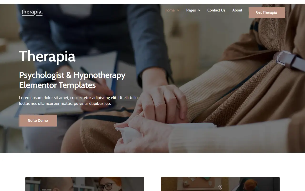 หน้าแรกของธีม Therapia บนคอมพิวเตอร์