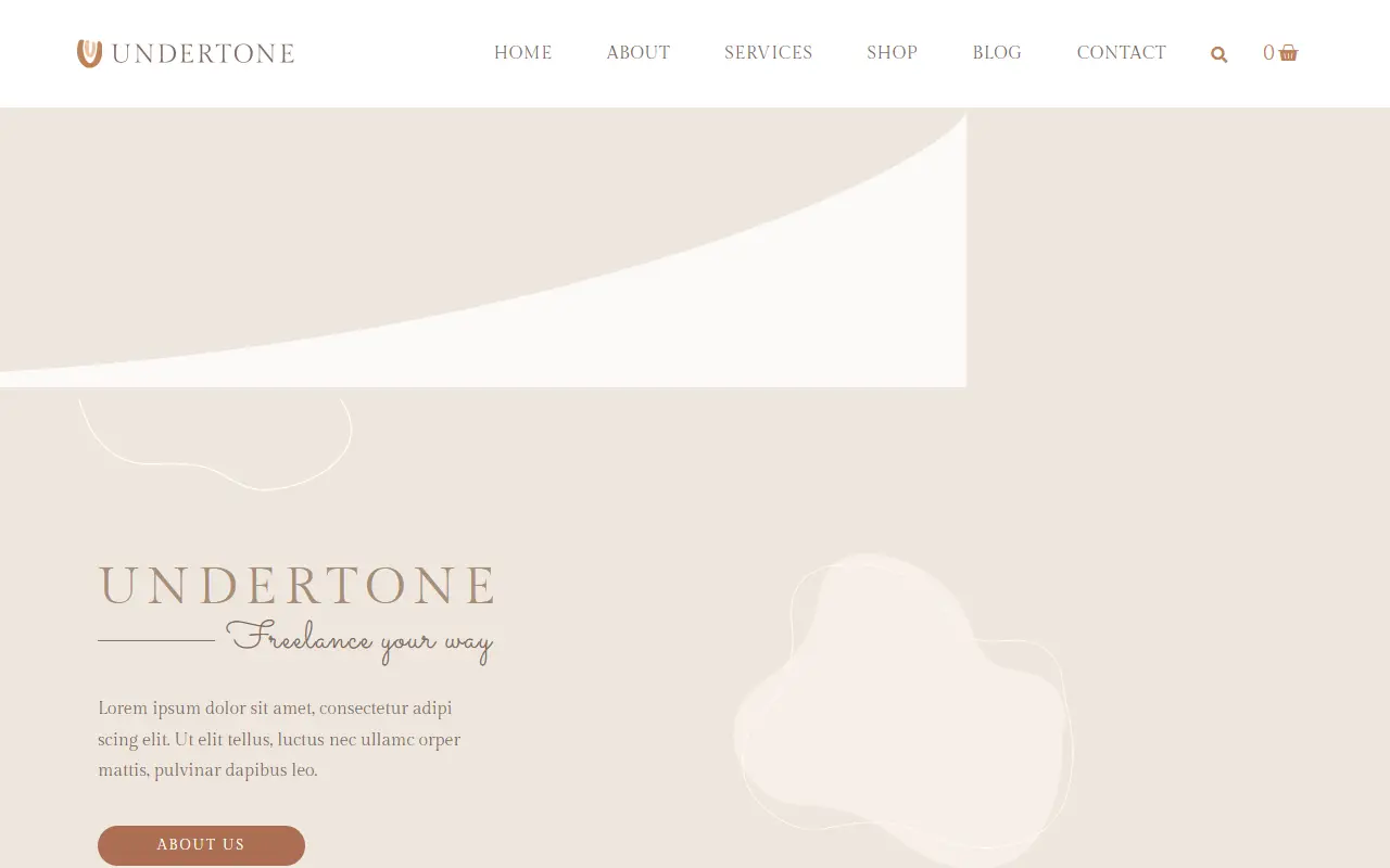 หน้าแรกของธีม Undertone บนคอมพิวเตอร์
