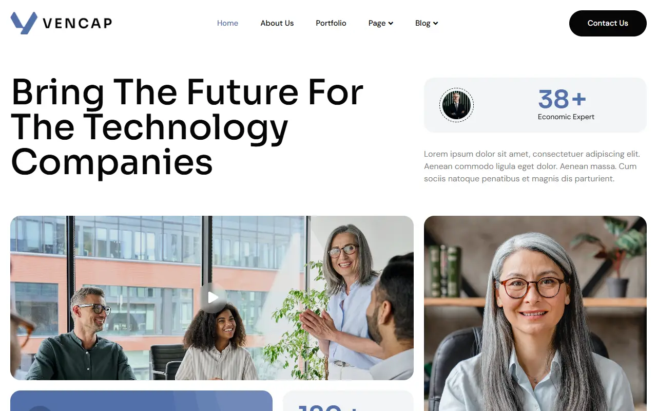 หน้าแรกของธีม Vencap Venture Capital บนคอมพิวเตอร์