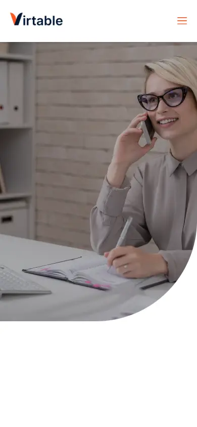หน้าแรกของธีม Virtable Virtual Assistant Business บนมือถือ