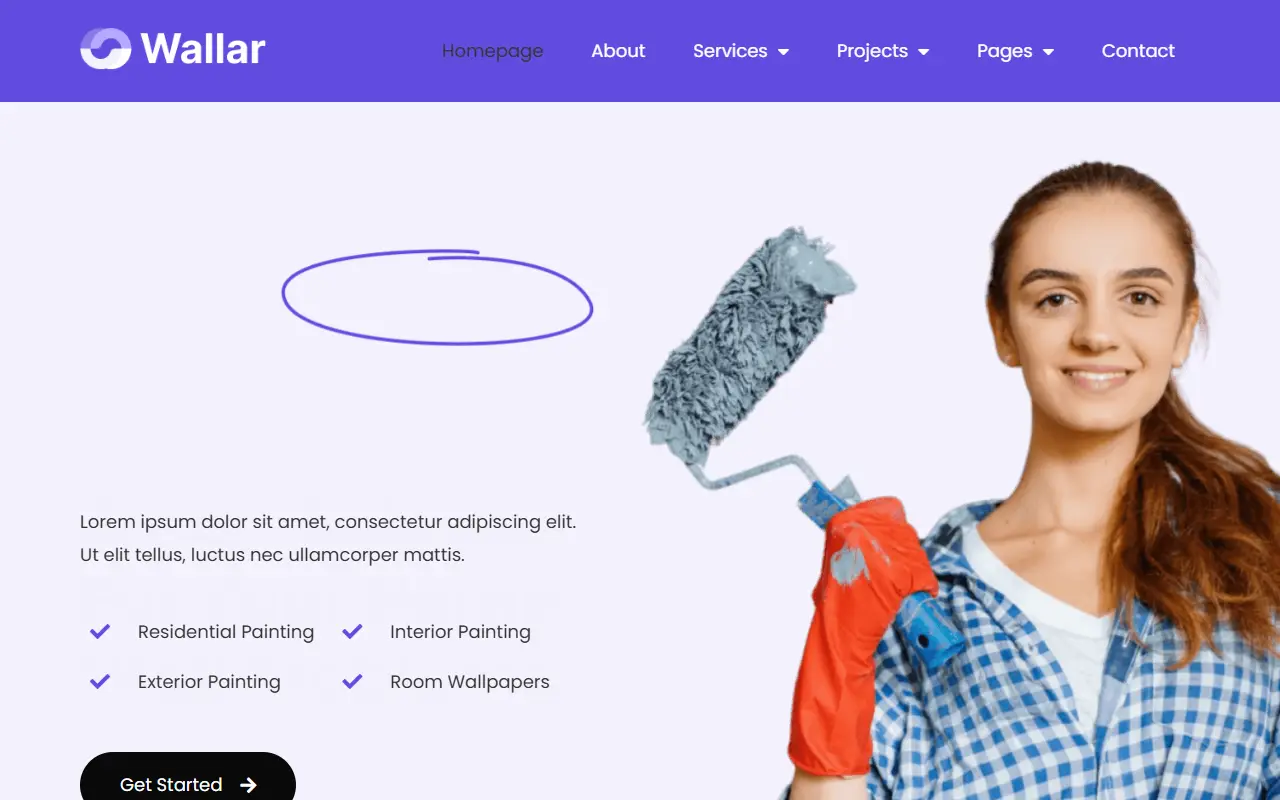 หน้าแรกของธีม Wallar บนคอมพิวเตอร์