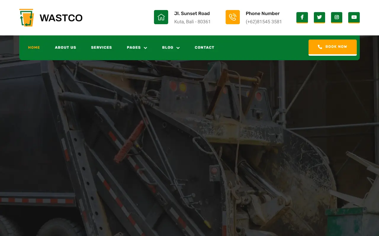 หน้าแรกของธีม Wastco Waste Pickup บนคอมพิวเตอร์