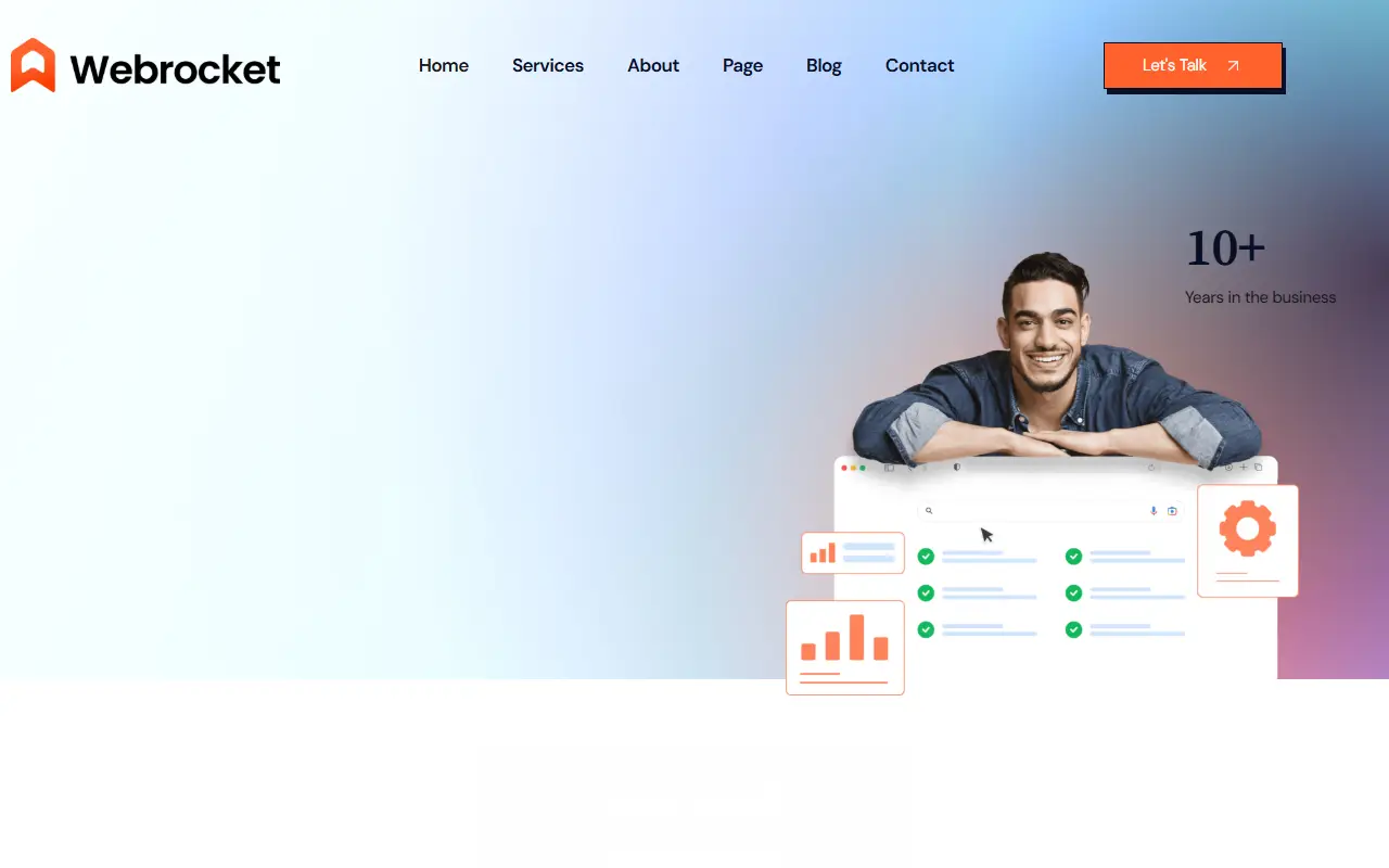 หน้าแรกของธีม Webrocket บนคอมพิวเตอร์