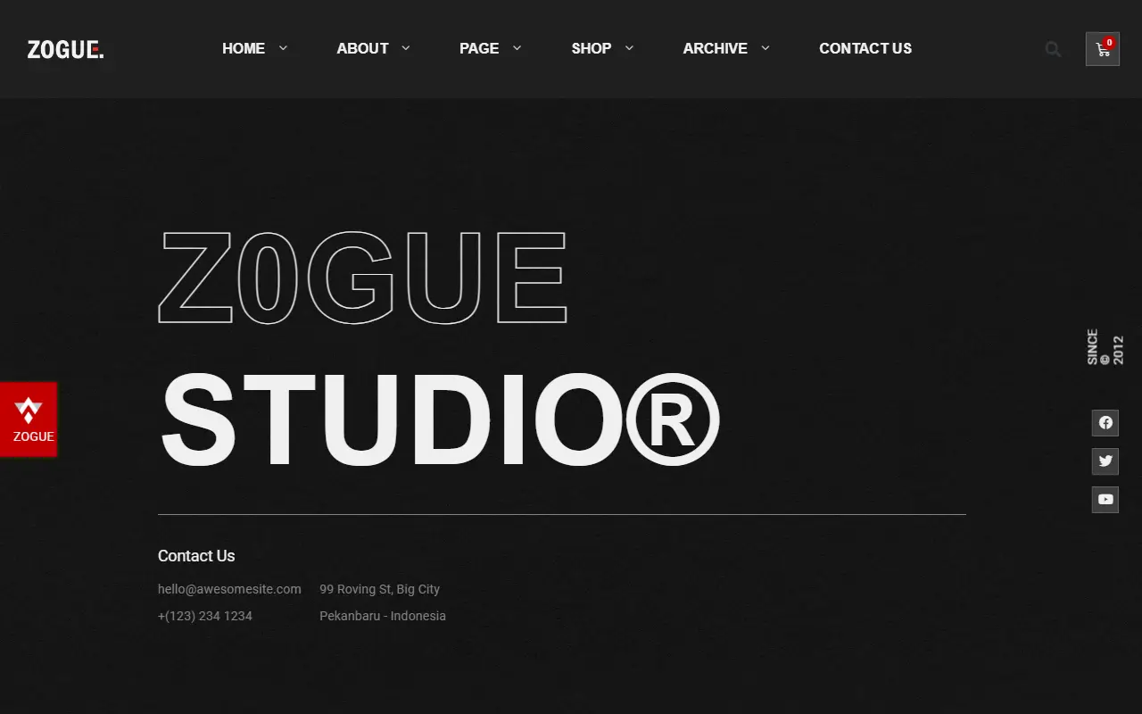 หน้าแรกของธีม Zogue บนคอมพิวเตอร์